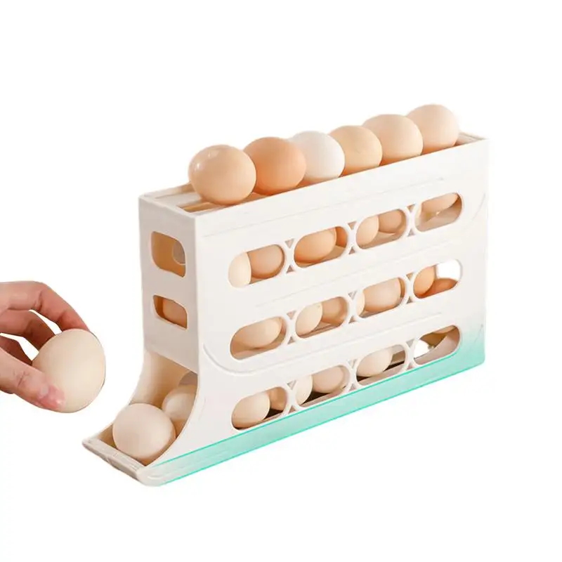 

Refrigerator Egg Holder 4-layer Egg Storage Container Ventilated Design Automatic Rolling Egg Keeper For Tabletop Home Use