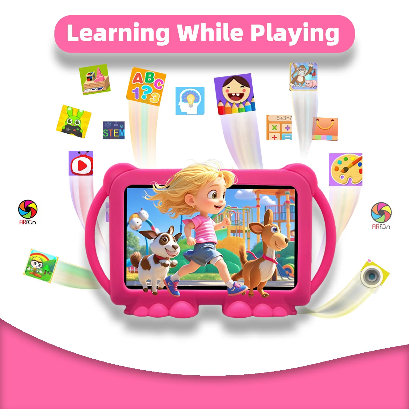 Tablet infantil de 7 polegadas, tablet infantil com controle de pais, câmeras duplas, presentes infantis para o Natal e aniversário. Azul