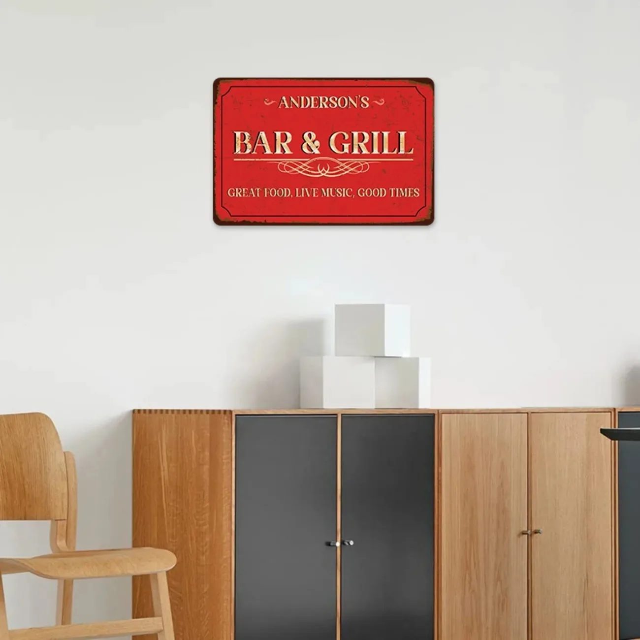 Custom Text Contemporary Metal Sign Personalized for Bars Grills Man Caves Backyard BBQ Decor