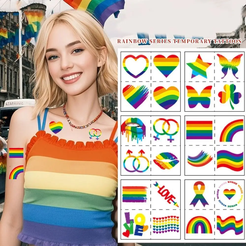 

18Pcs Flower Star Rainbow Tattoo Stickers Colorful Personalized Love Heart Tattoo Stickers Long-lasting Waterproof