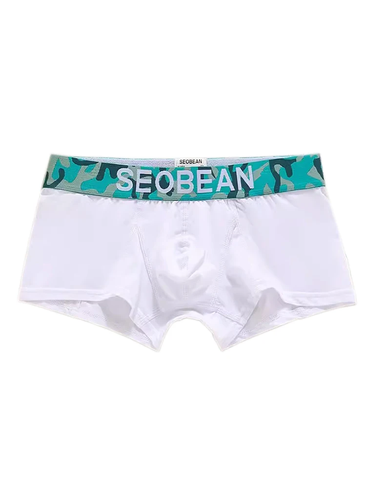 Men's flat cornered underwear, youth fashion, breathable, solid color, low waist, slim fit, sexy flat cut four cornered pants