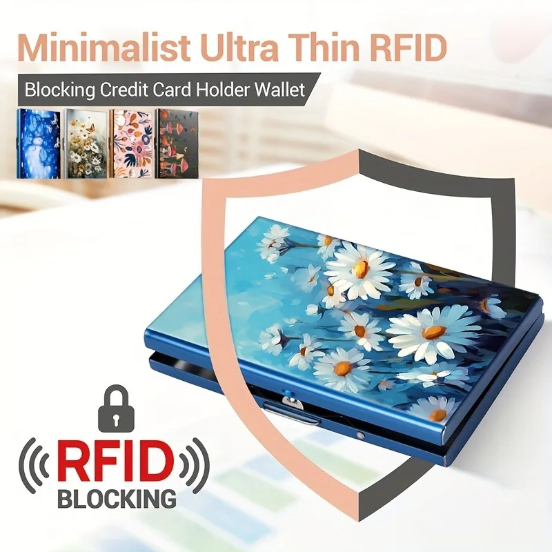 Double-sided color printing 6-card stainless steel RFID anti-theft credit card holder with swipe function
