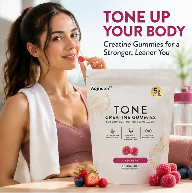 Tone Creatine Gummies 5g Per Serving, Mixed Berry Flavor, Support Lean Muscle & Body Composition,90 Gummies