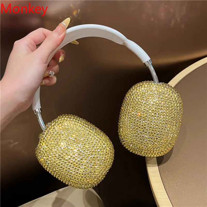 غطاء حماية لسماعات الأذن الماسية الكريستالية الفاخرة لأجهزة Apple Airpods Max Glitter Diamond Tpu Soft Headphone Accessories هدية