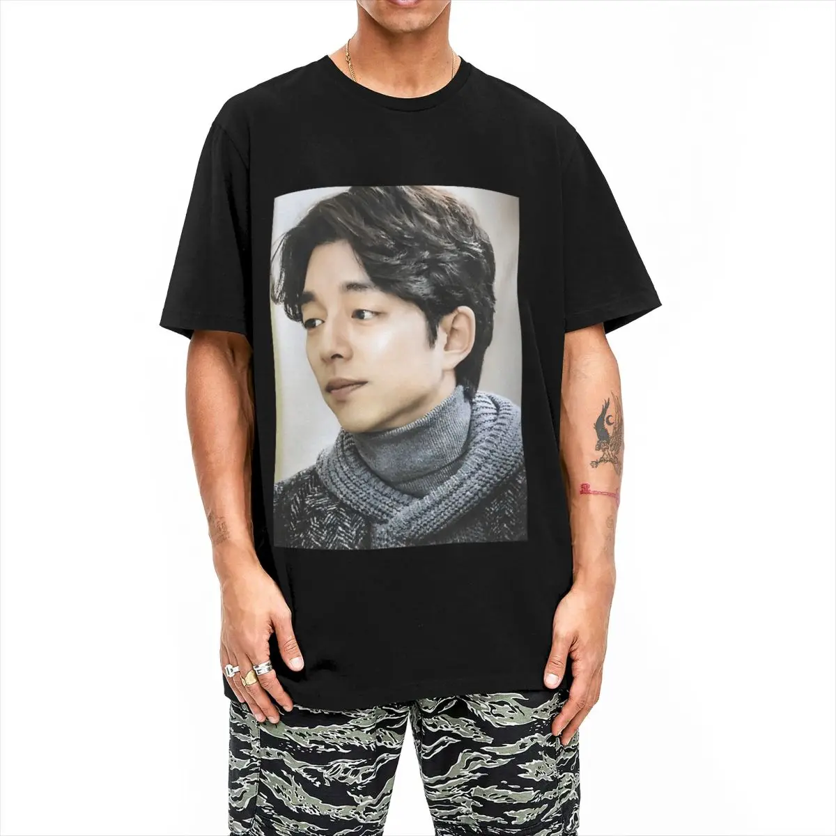 Gong Yoo T Shirt Summer Vintage T-Shirts Cotton Harajuku Tee Shirt For Men's Short-Sleeved Pattern Tops