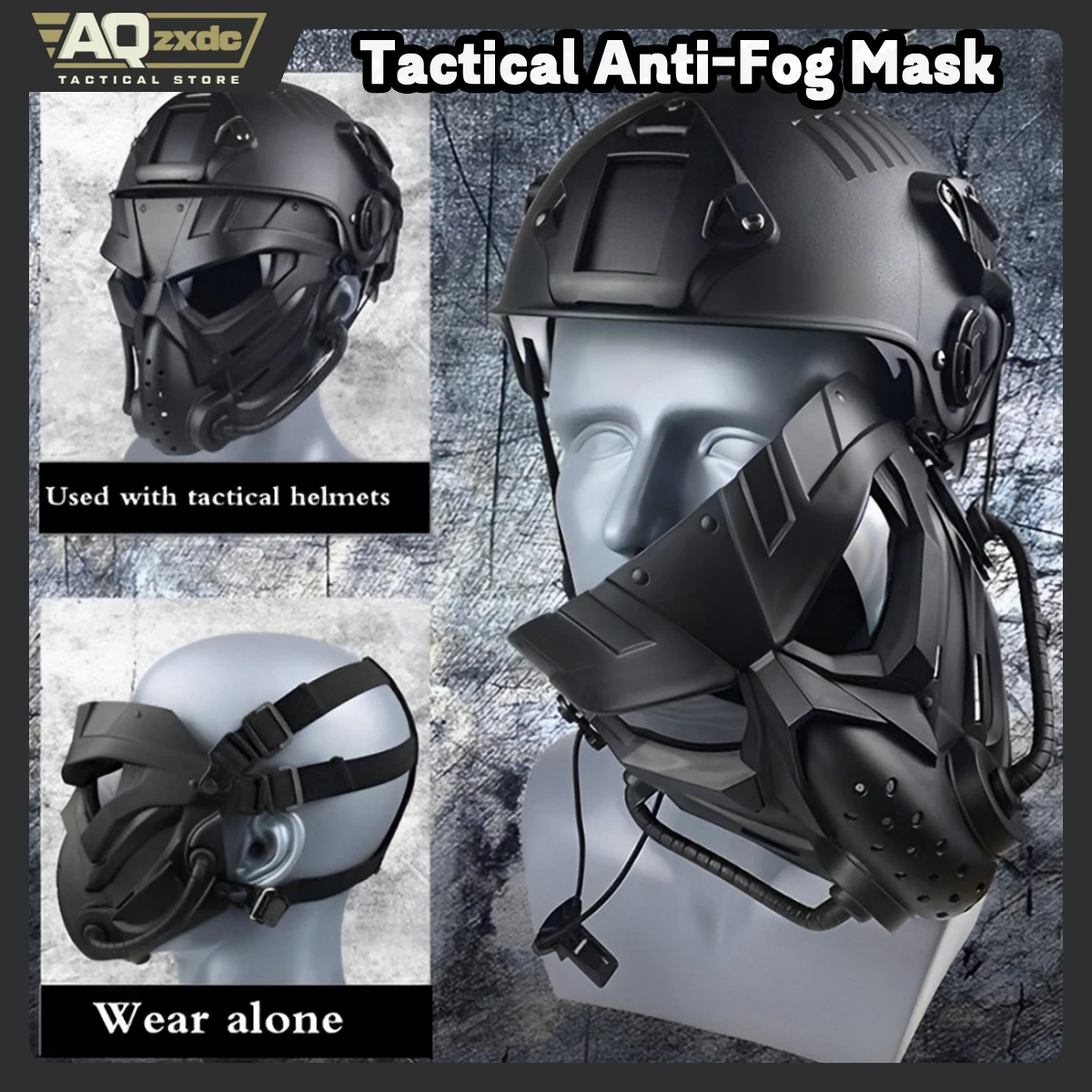 

Creation Tactical Anti-Fog Airsoft Mask with Clear Lens Protective Full Face mask Dual Mode Wearing Design Adjustable Strap