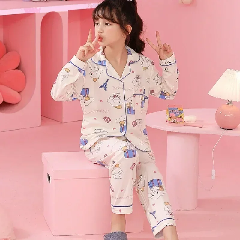 Sanrio Cinnamoroll Kuromi Pochacco Children\'s Pajamas Set Cartoon Anime My Melody Short Sleeve Sleepwear Cute Boy Girl Gifts