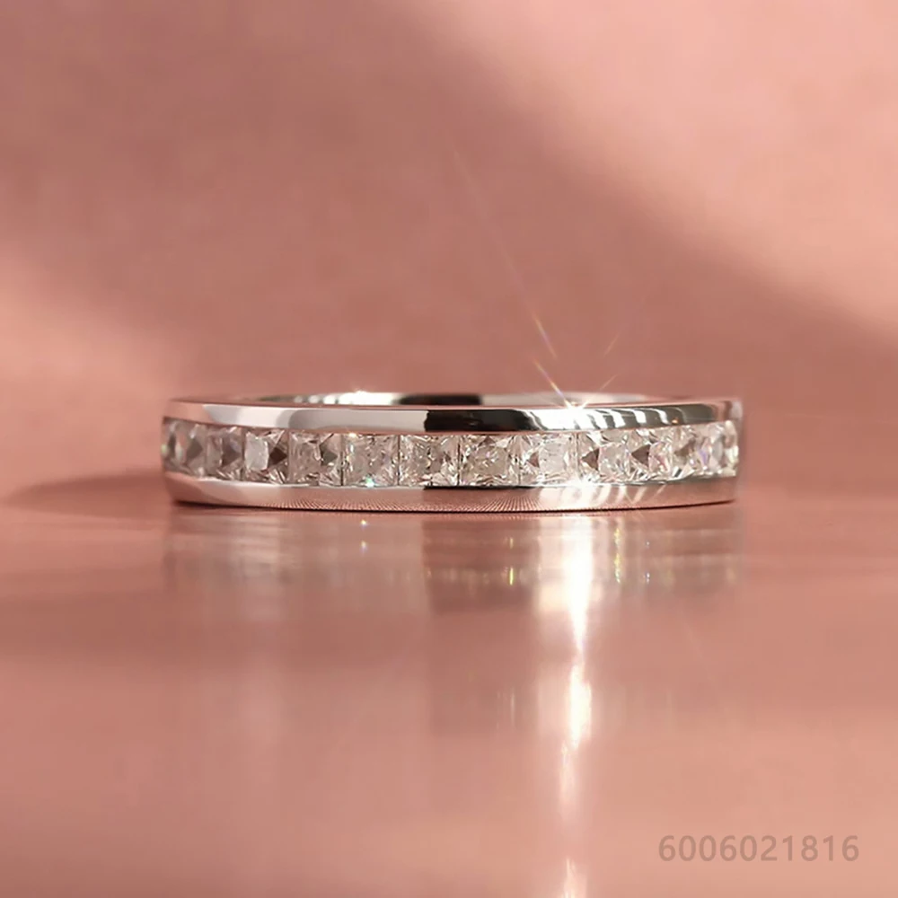 925 Sterling Silver Size 7-10 Zircons Wedding Ring For Women and Men Fashion Noble Jewelry Romantic Engagement Ornament