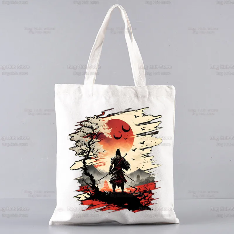 Bushido Estilo Japonês Sacos De Compras, Sacolas De Praia, Sacos De Ombro De Lona De Alta Capacidade, Japão Samurai Espírito