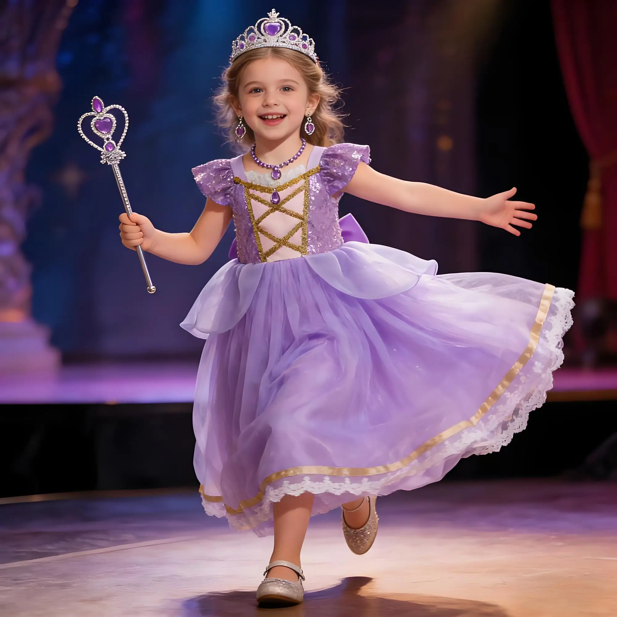 

2025 Girl‘s Rapunzal Princess Dress Kids Luxury Carnival Cosplay Birthday Party Dress Up Sweety Cute Stage Performance Gown
