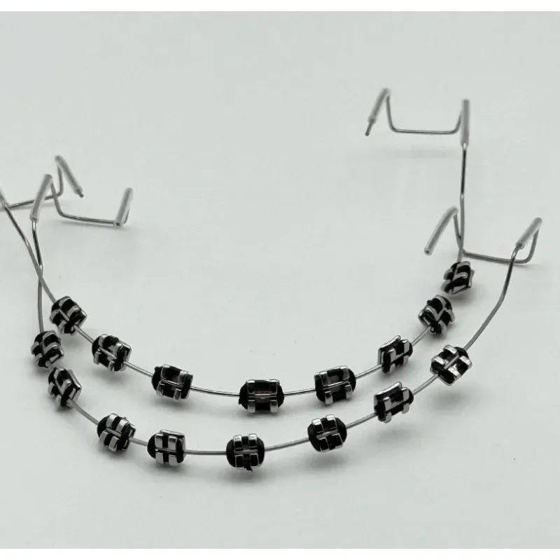 1Pair Colorful Fashion Tooth Decoration Braces Temporary Cosmetic Braces with Metal Wires And Bracket Orthodontic Ligature Ties