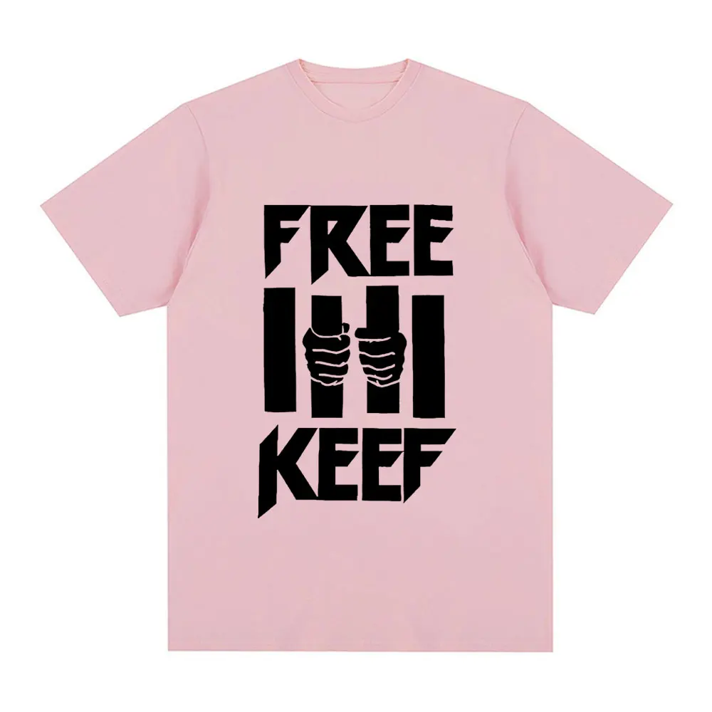 Chief Keef Free Keef Letter Print T Shirt Men\'s Fashion Vintage T-shirts 100% Cotton Oversized Short Sleeve T Shirts Streetwear