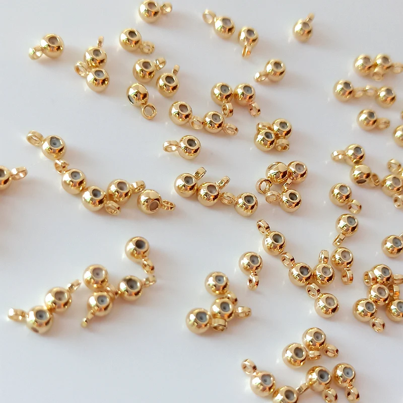 10 pieces  silicone adjusting beads with ring positioning chain closed ring DIY hand jewelry copper wrapped 14K gold accessories