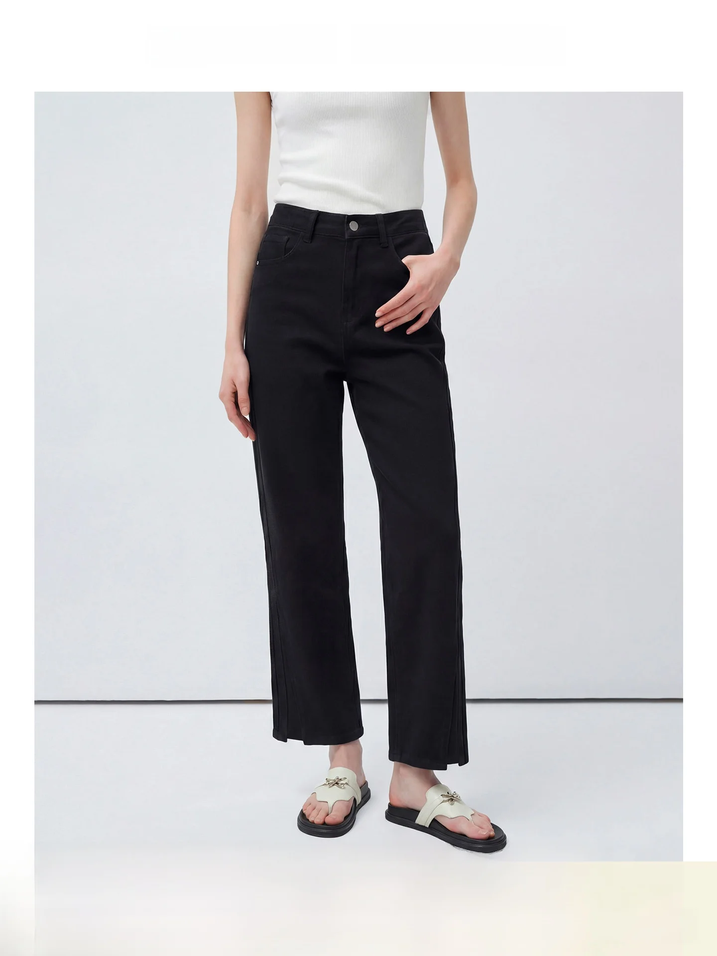 

High Waist Straight Leg Jeans plus Size Women's Summer New Style Versatile Slimming Smoke Tube Pants Comfortable Breathable