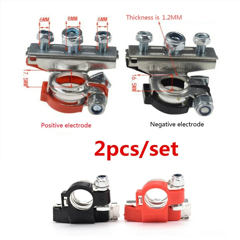 2Pcs Car Top Post Battery Terminals Wire Cable Clamp Terminal Connectors Quick Release Car Accessories