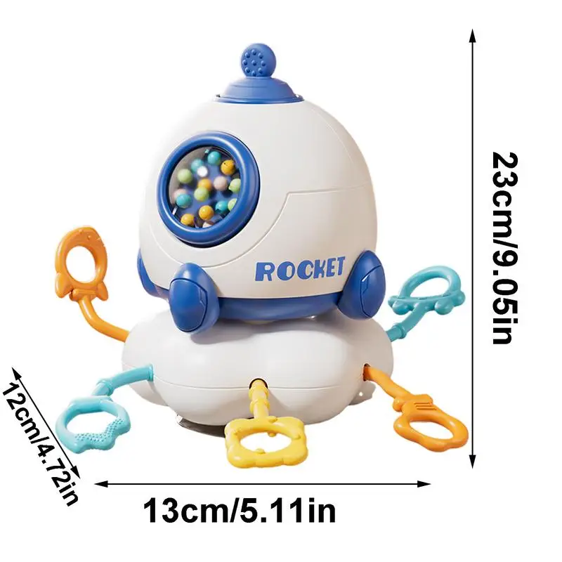 ดึงสตริงของเล่น Rocket Shape Sensory ดึงของเล่น String ของเล่นสําหรับเด็กอายุ 0-2 Fine Motor Skill ของเล่นเครื่องมือการศึกษา