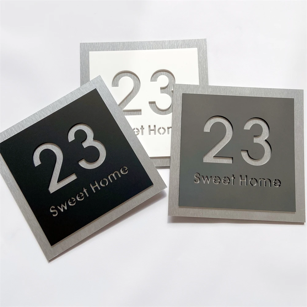 Personalized 3D Brushed Aluminum and Acrylic Outdoor Wall Sign Elegant Room Name Plate Home Office Business Commercial Spaces