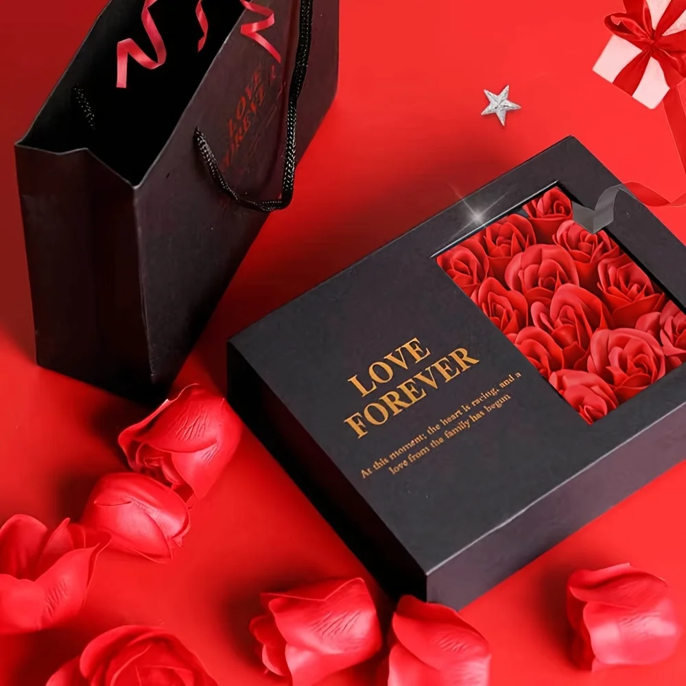 1 ensemble de coffret cadeau à bijoux 12 roses, pour cadeau de saint-valentin, anniversaire, confession ou proposition de mariage, emballage de vacances
