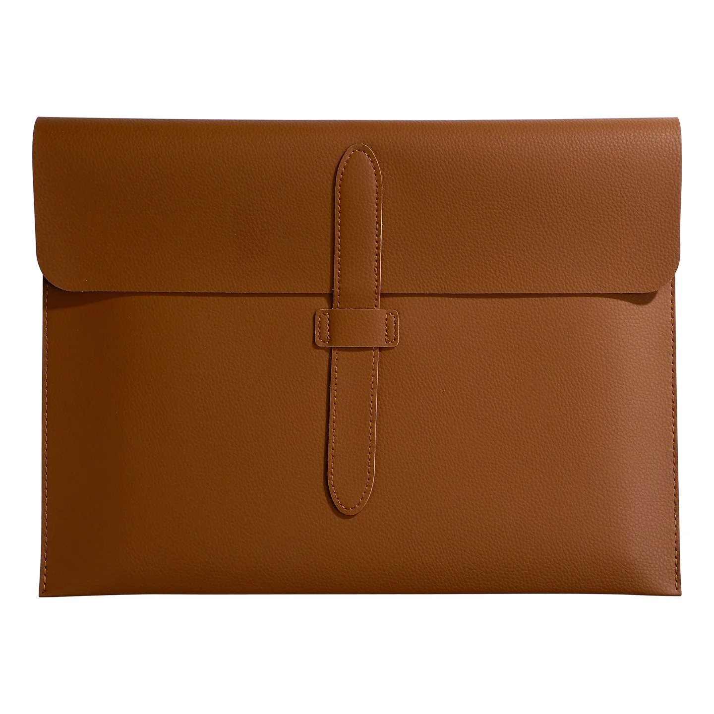 Simple A4 Leather Document Portfolio File Folder Laptop Sleeve Buckle Closure Envelope Folder Portable Women Business Handbag