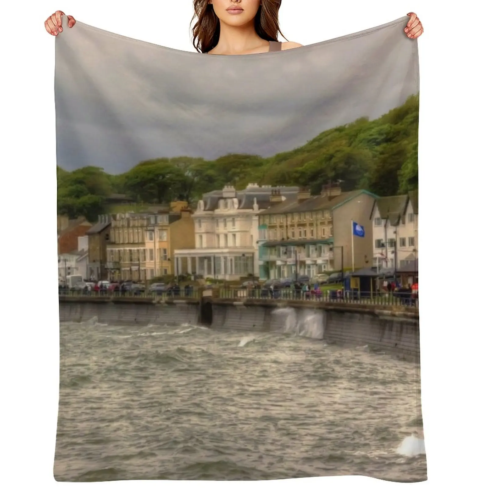 

A Grey Day in Filey Throw Blanket warm winter anime Kid'S wednesday Blankets