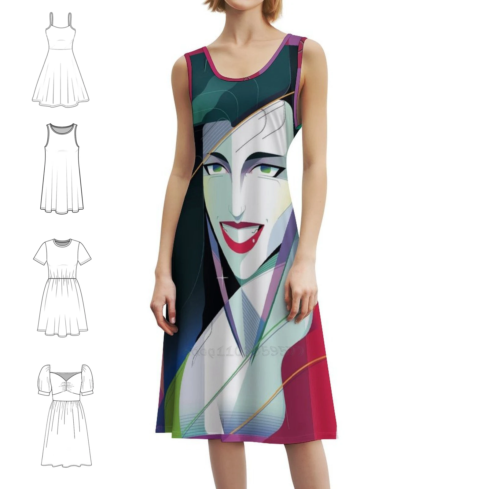 فستان هيب هوب نسائي من River ملابس الشارع مطبوع عليه رسومات جرافيكية للحفلات والنوادي فستان بتصميم هندسي وورق جدران للموسيقى