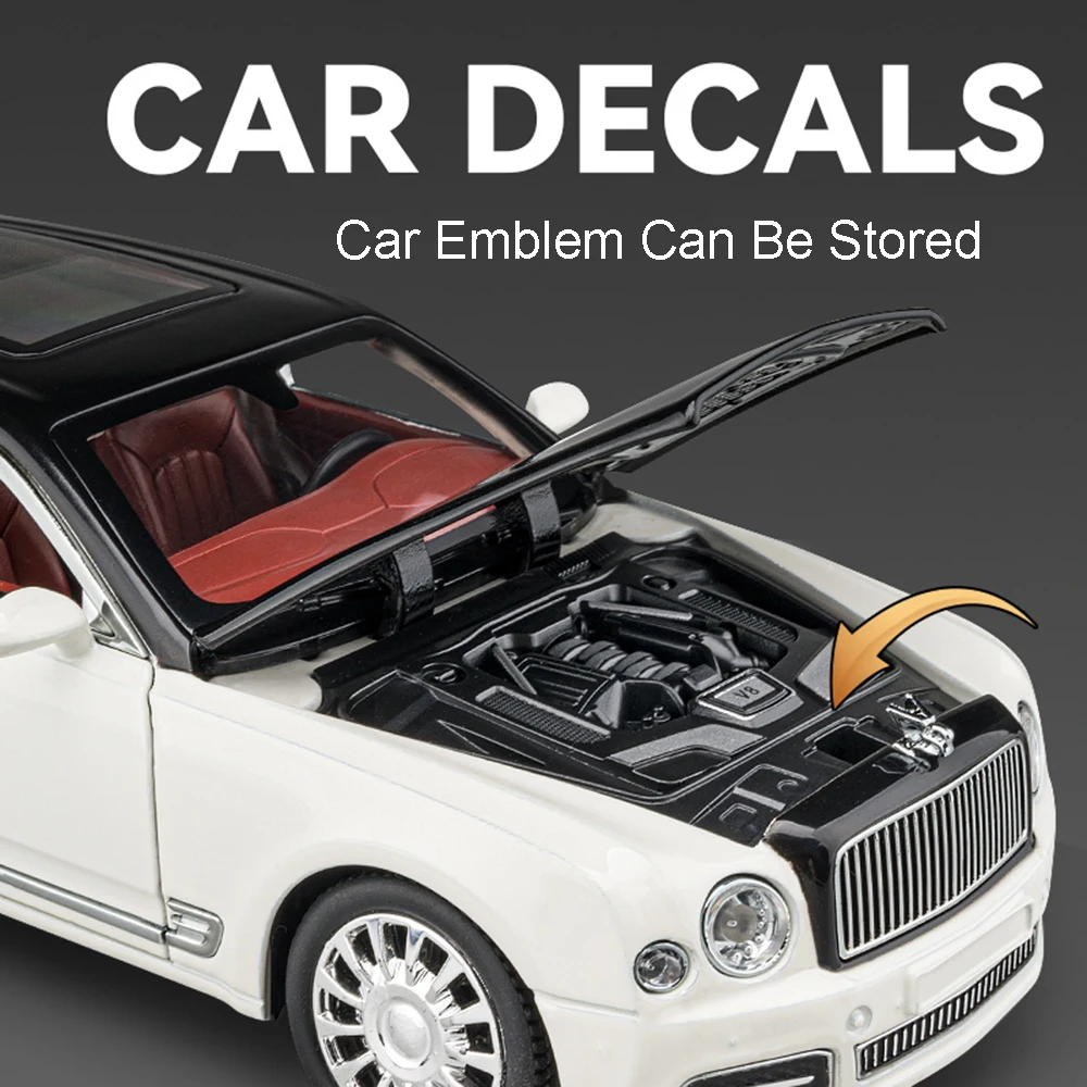 1:24 뮬산 컨티넨탈 GT 모델 장난감 자동차 합금 다이캐스트 사운드 라이트 도어 오픈 풀백 쇼크 흡수 수집 모델