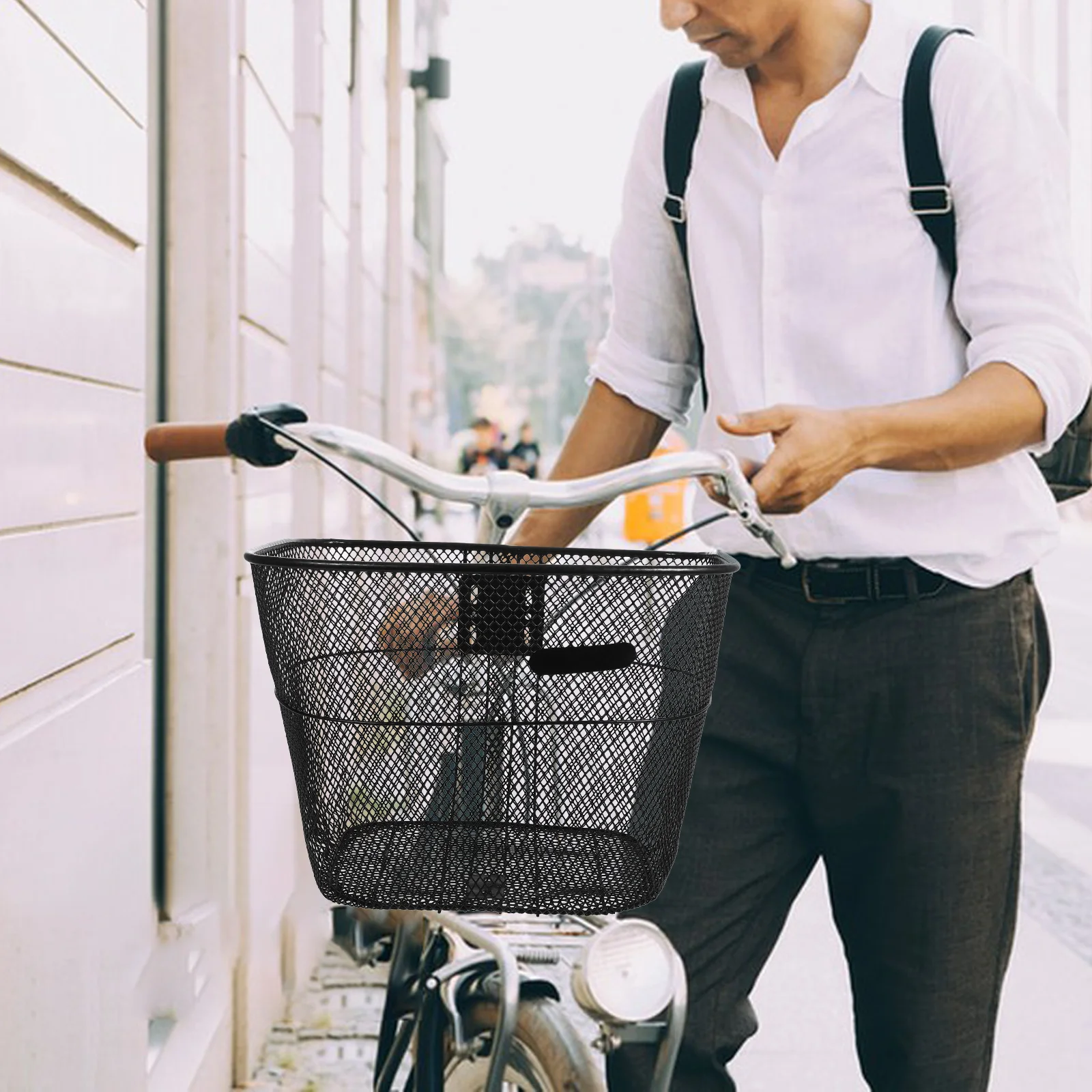 

Quick Disassembly Bike Basket Handlebar Front Bicycle Accessories Large Capacity Wear Resistant Sturdy Smooth