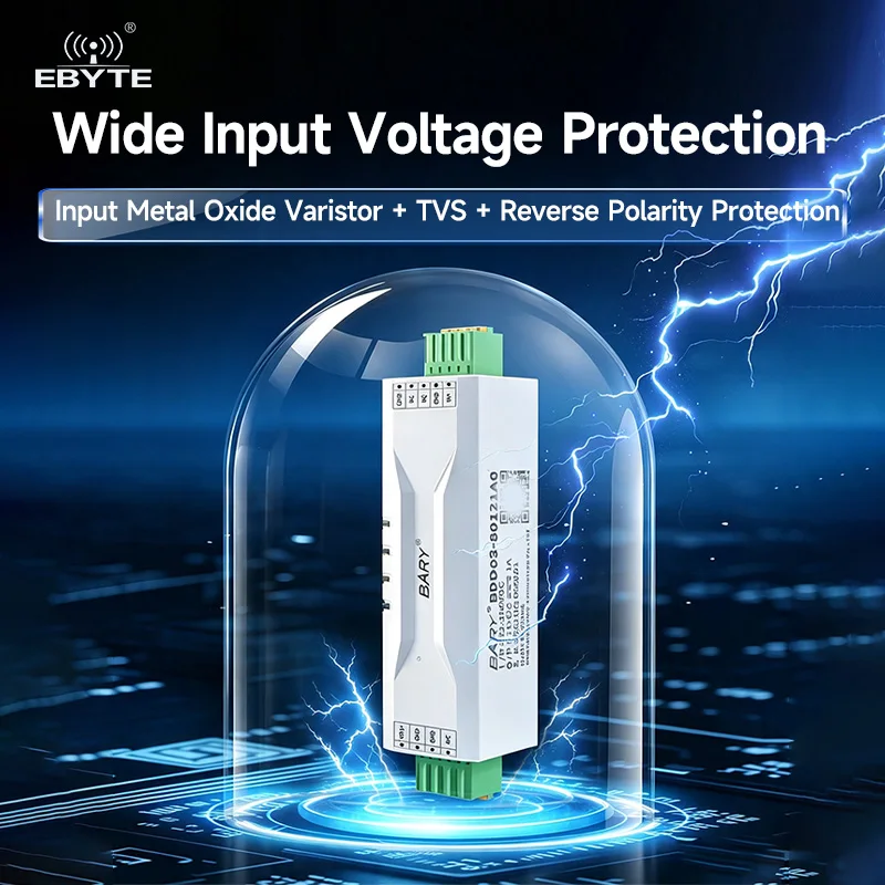 DC-DC Step-Down Power Supply Module EBYTE BDD03-48243A0 BDD03-80052A0 Din-Rail Mounting Input 14.5-60VDC Output 5V/12V/24V