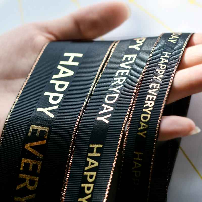 Ribbon customizationRIBEST Customize Polyester Satin Ribbon Printed With Logo Gold Foil