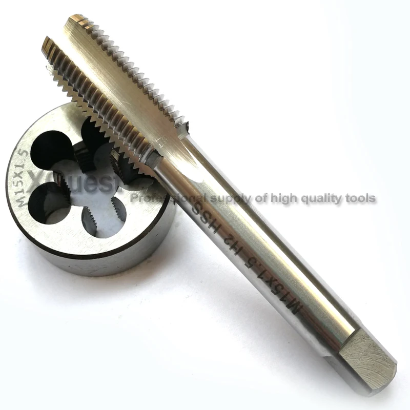 Torneira de Mão de Rosca Fina Moles Manuais Torneiras Plug Hss Metric M15 Round Die M15x1.5 M15x1.25 M15x0.75 M15x1 M15x0.5 Conjunto