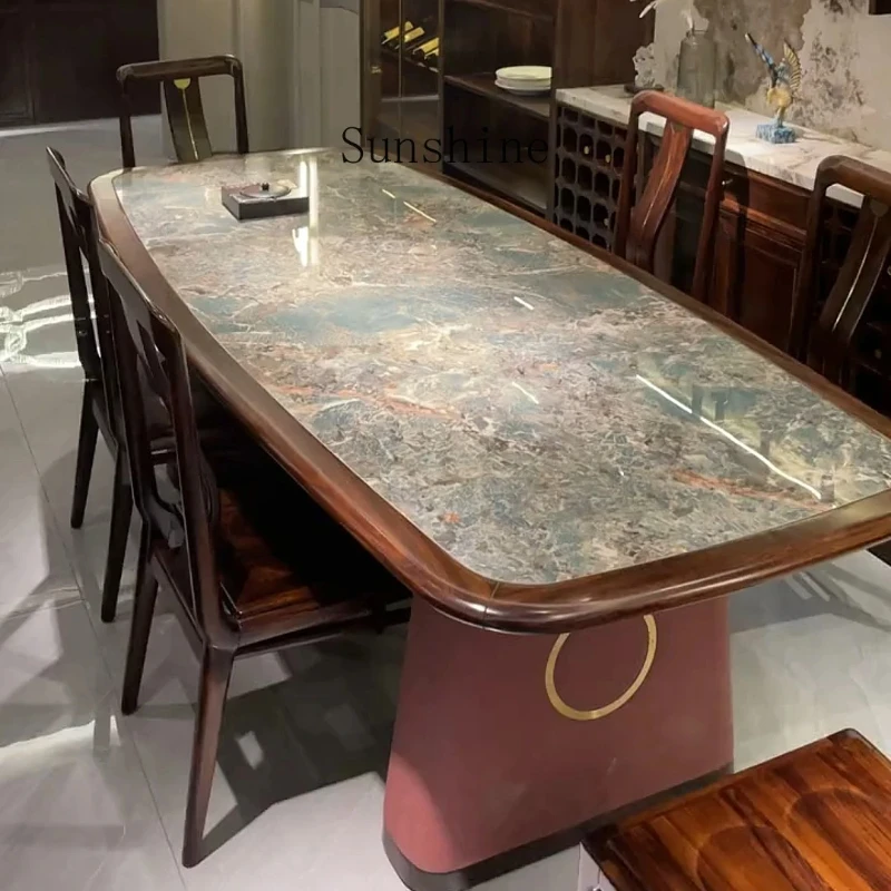 

Modern villa hotel restaurant rectangular solid wood light luxury dining table