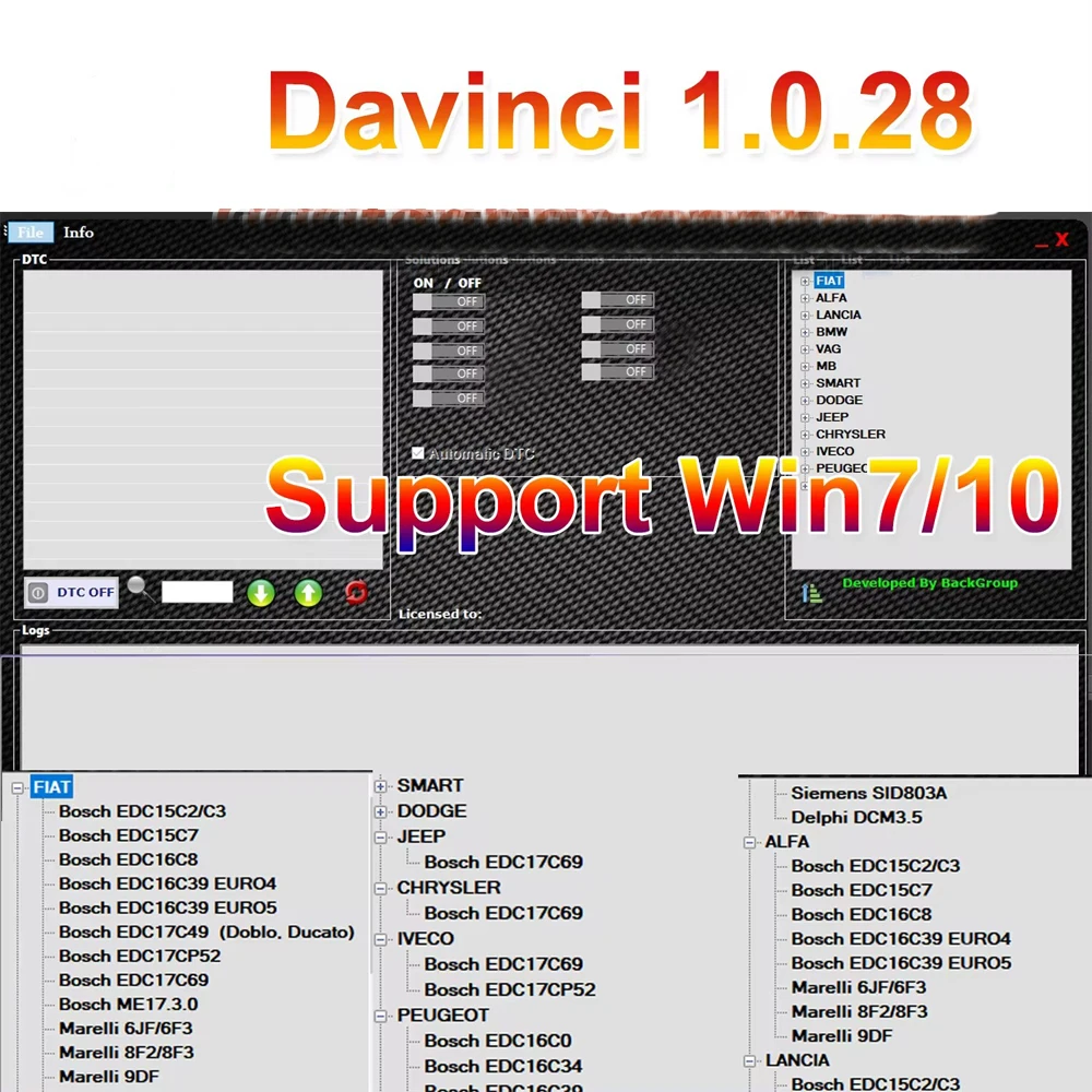 KESS/KTAG/기타 ECU 도구에서 무제한 활성화 다빈치 1.0.28 리매핑 작업, DAVINCI V1.0.28, Win 7/10