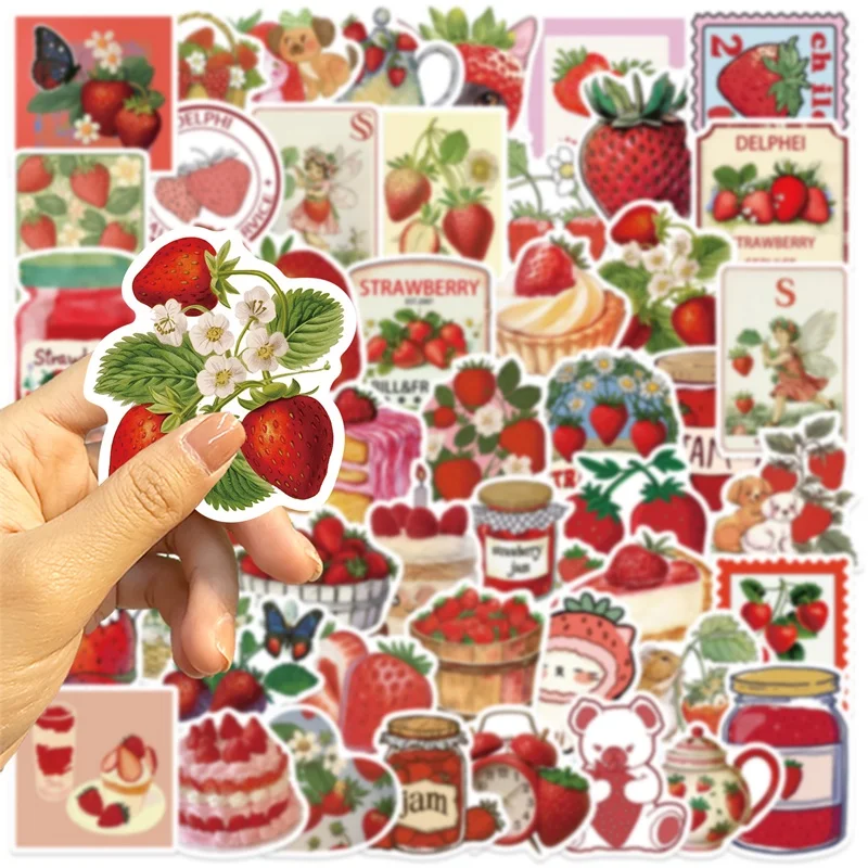 10/30/50 قطعة لطيف INS الفراولة البلاستيكية لزجة ملصق الجمالية DIY بها بنفسك الديكور سكرابوكينغ لوازم المحاسبة اليدوية للأطفال #5