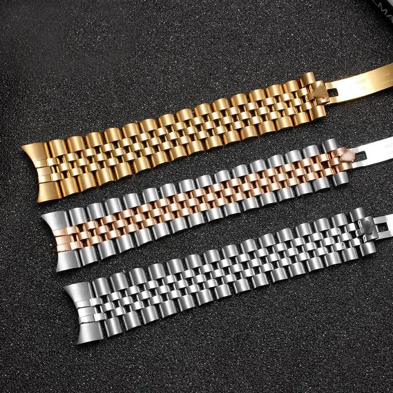 إكسسوارات الساعة حزام فولاذي 20 ملم 21 ملم رياضي لساعة رولكس DATEJUST DAY-DATE OYSTERPERTUAL DATE أربطة ساعات للرجال والنساء