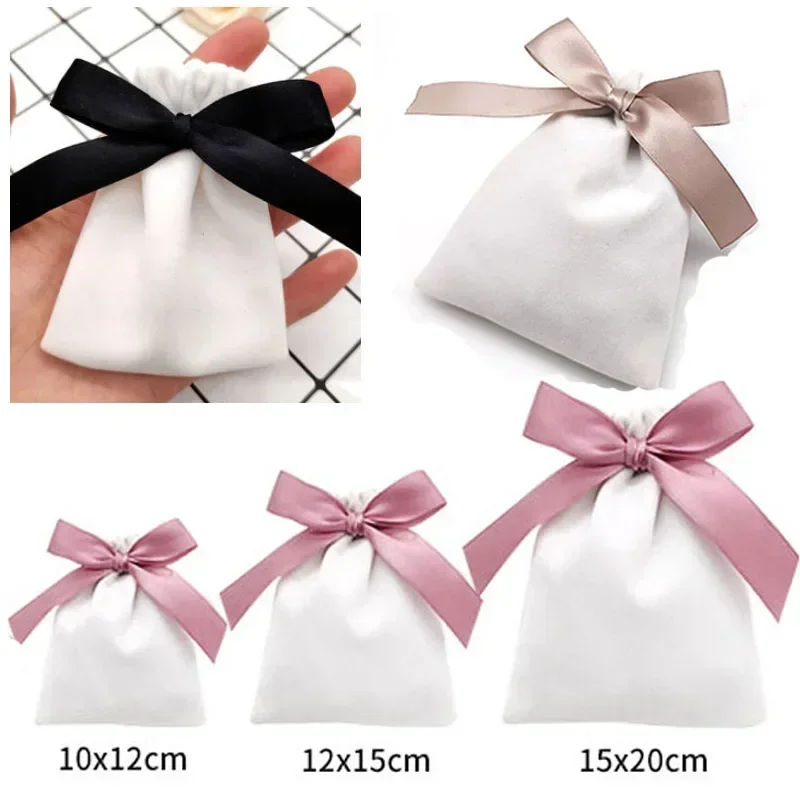 50pcs Velvet Ribbon Gift Bags Eyelashes Makeup Lipstick Drawstring Pouches Jewelry Logo Dust Sack Cotton Gift Bag Luxury Christ