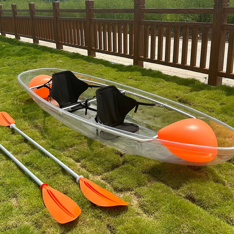 Barca trasparente doppio kayak Internet celebrità barca in vetro piscina Barca trasparente parco acquatico giocatore produttore di remo