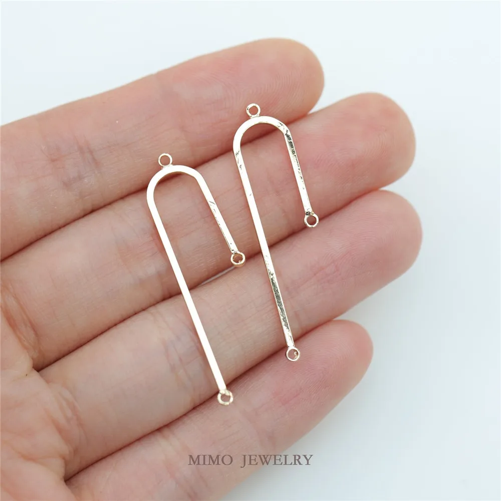 

1PCS 37mm DIY Handcrafted Korean-style Earring Accessories with Copper-plated Real Gold U-shaped Long Strip Connectors