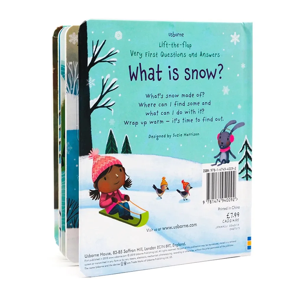 Usborne Lift The Flap أسئلة وأجوبة أولى جدًا ما هو الثلج؟ كتاب صور تعليمي باللغة الإنجليزية لقراءة الأطفال