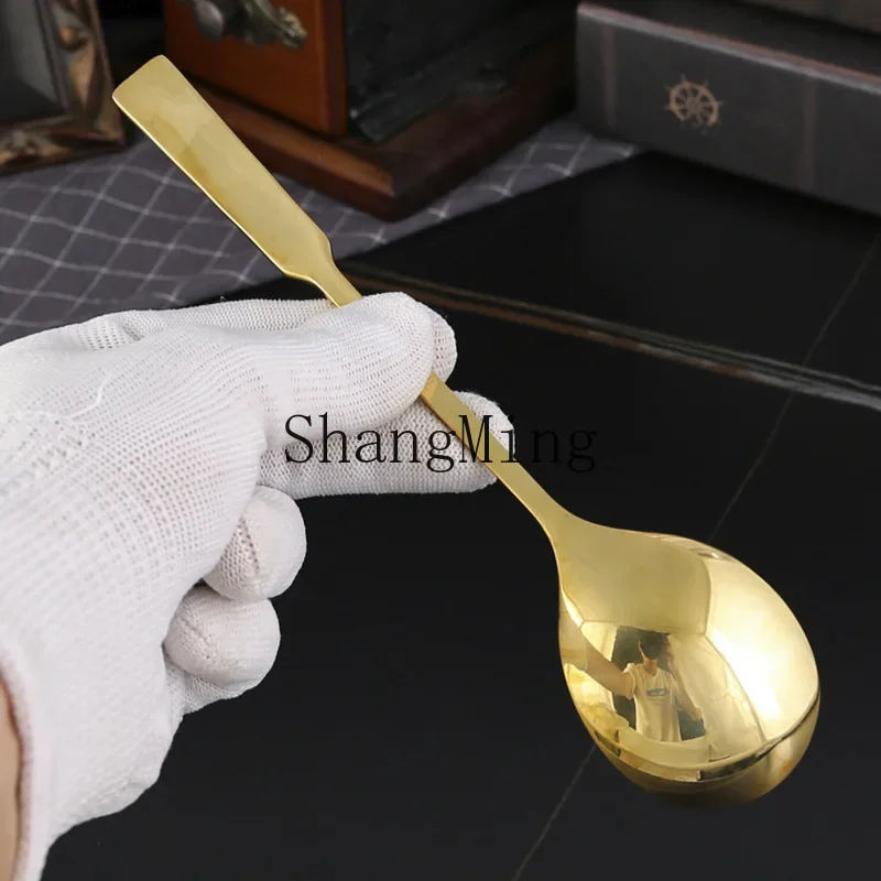 

CL household solid brass spoon household thickened long spoon rice dessert spoon wholesale