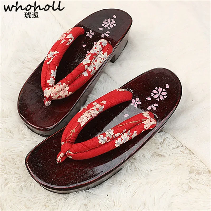 

WHOHOLL Geta Cosplay Costume Summer Sandals Women EVA Antiskid Wedge Anime Coser Japanese Clogs Wooden Slipper Women Flip-flops