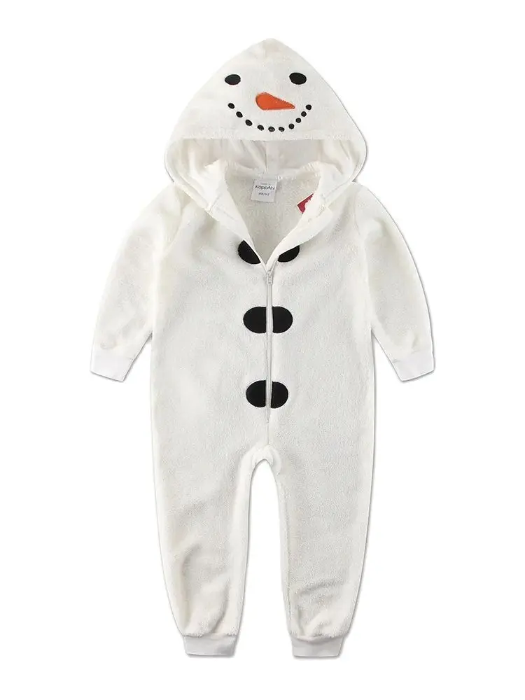 

Snowman New year! White Fleece kigurumi fleece romper playsuit toddler 2-4 years old soft and cozy