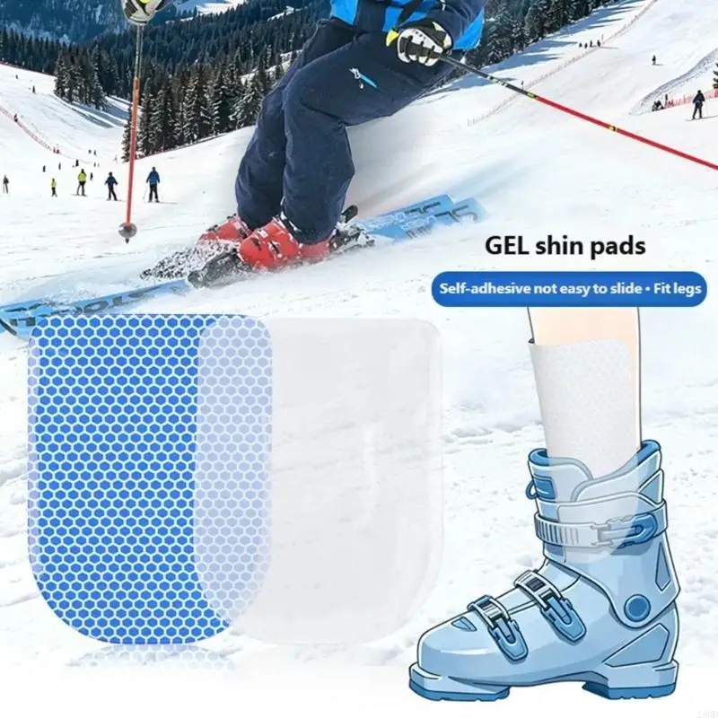 2Pairs Adhesive Skiing Boot Insoles with Gel Cushioning Breathable Polyester Shin Protectors Pad For Injury Prevention 24BD