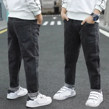 3-12 Years Old Spring Autumn Boys Jeans Fashion Splicing Slim Fit Style Long Denim Pants For Kids Children Trousers 2
