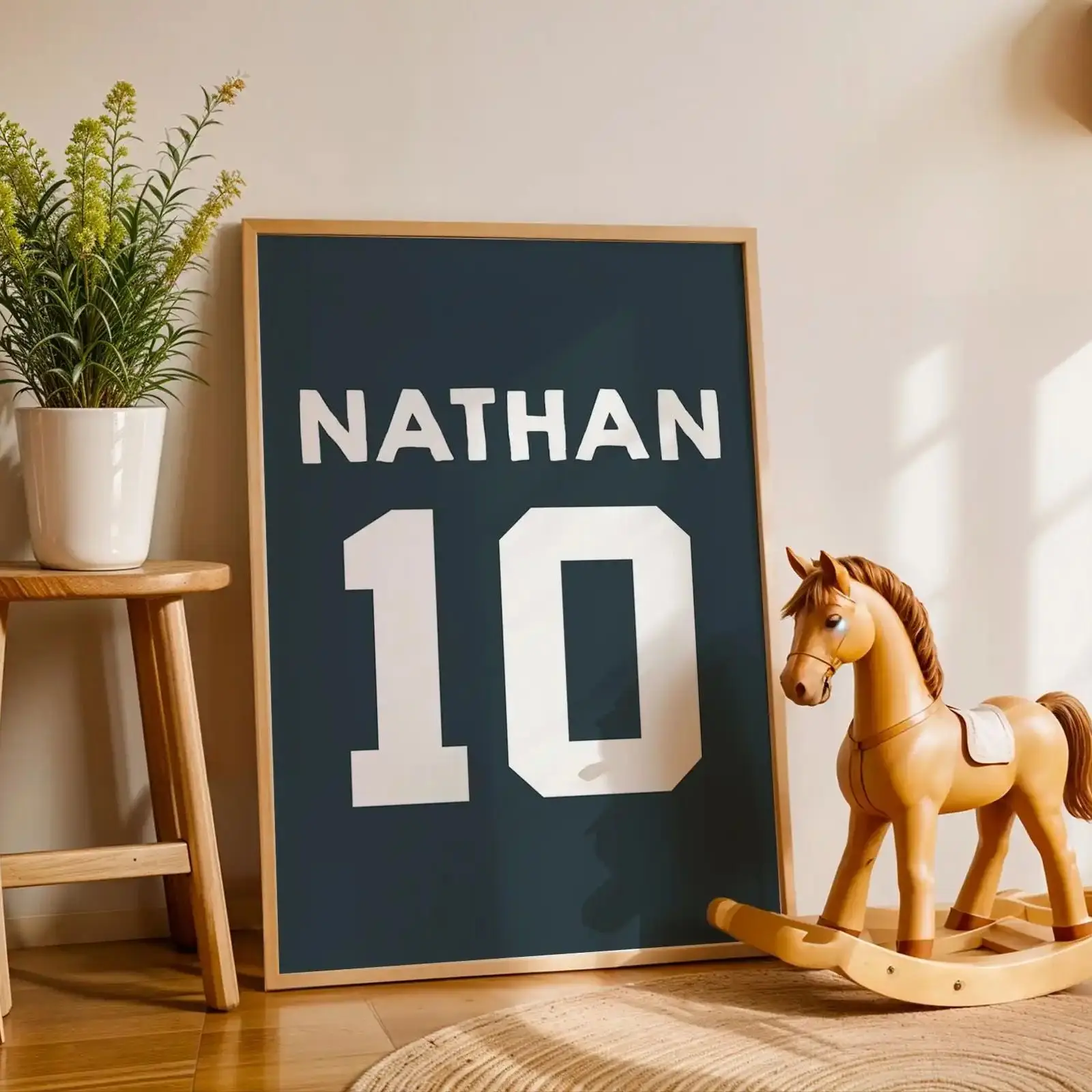 اسم ورقم مخصص لكرة القدم ملصقات فنية جدارية للأولاد ديكور غرفة نوم كرة القدم يطبع مجموعة من 3 ملصق فني شخصي هدية رياضية