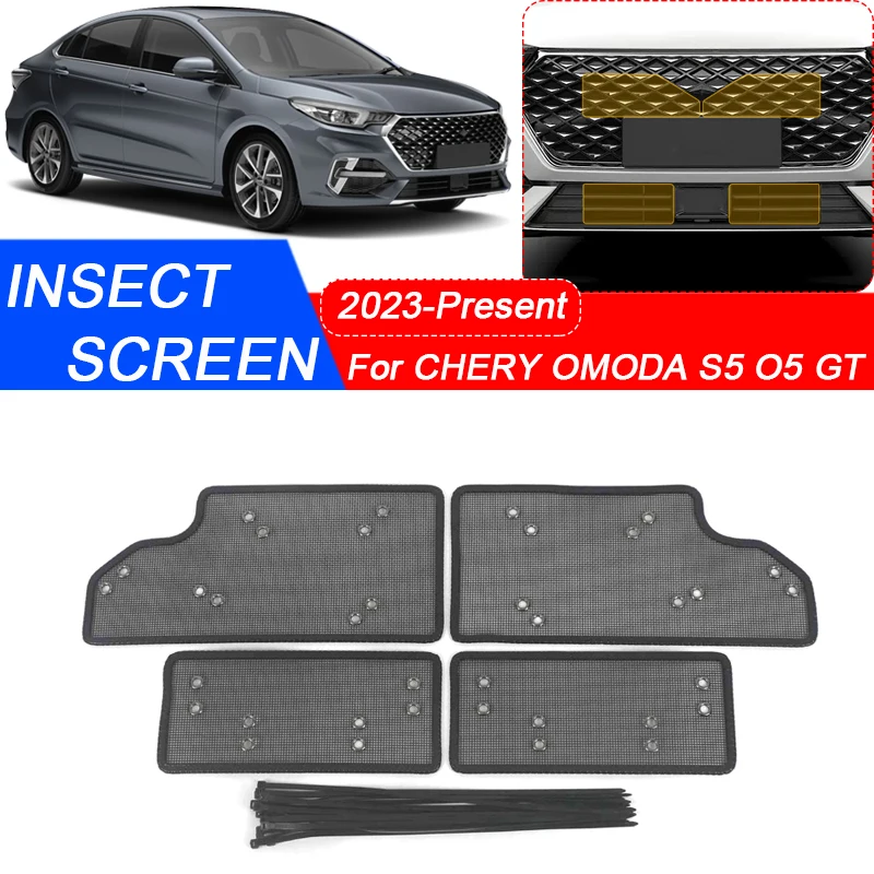 4PCS Car Insect-proof Air Inlet Protect Cover Airin Insert Vent Racing Grill Filter Net For CHERY OMODA S5 O5 GT 2023-Present