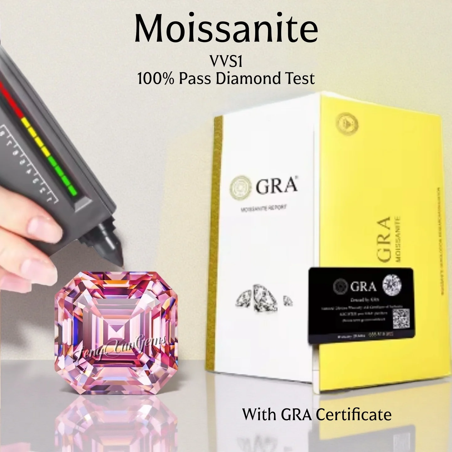 

Pretty Sakura Pink Loose Moissanite Gems Excellent Cut 0.5~7ct Asscher Cut Clarity VVS1 for Necklace Ring With GRA Certificate
