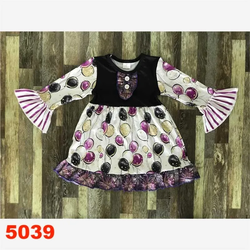 Gray fireworks Dress New Year Autumn Girls Baby  0-16 Years Old Fashionable Outdoor Wear Festival Dress