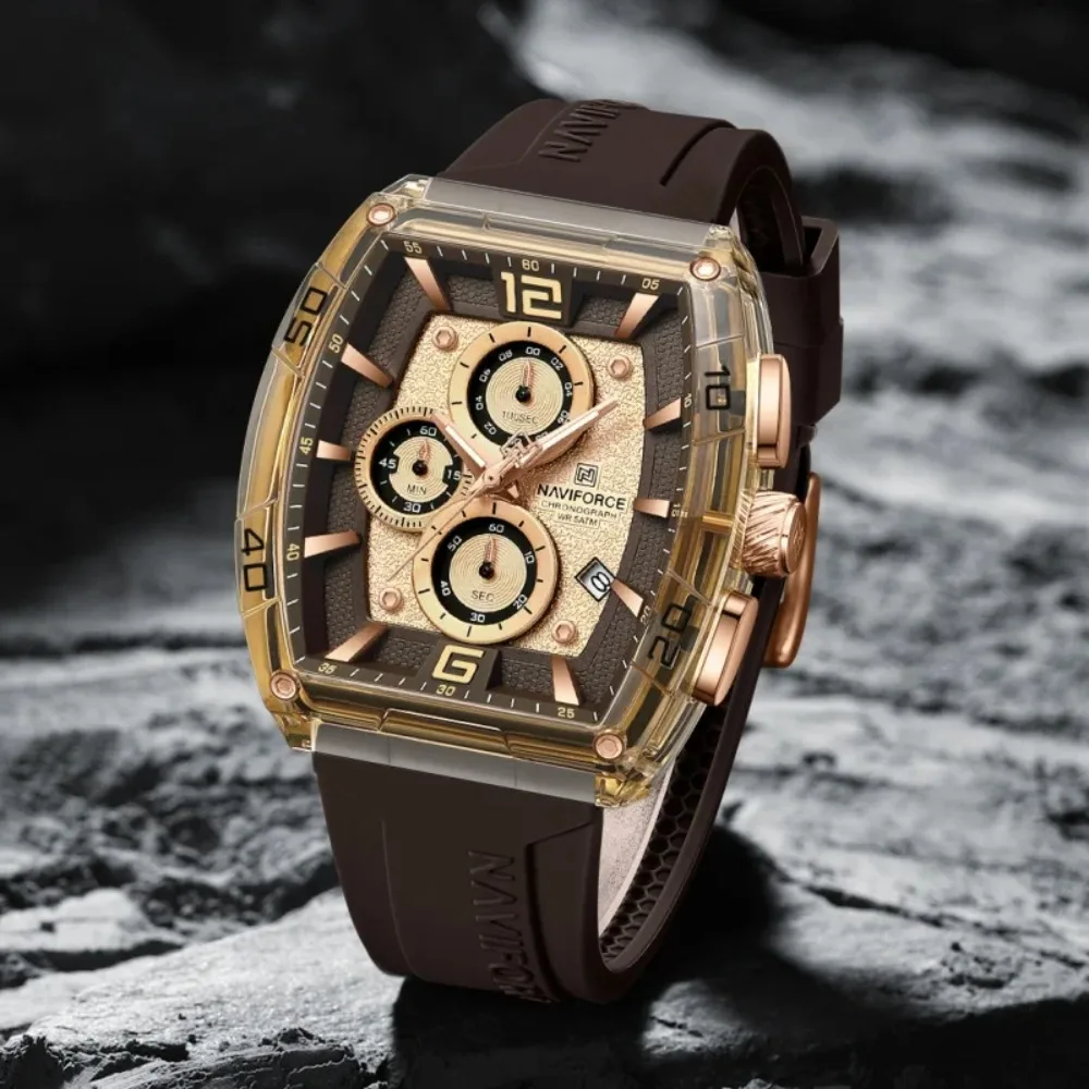 

NAVIFORCE 6101 модные роскошные кварцевые мужские часы спортивные водонепроницаемые светящиеся часы с хронографом и календарем для мужчин Reloj Hombre