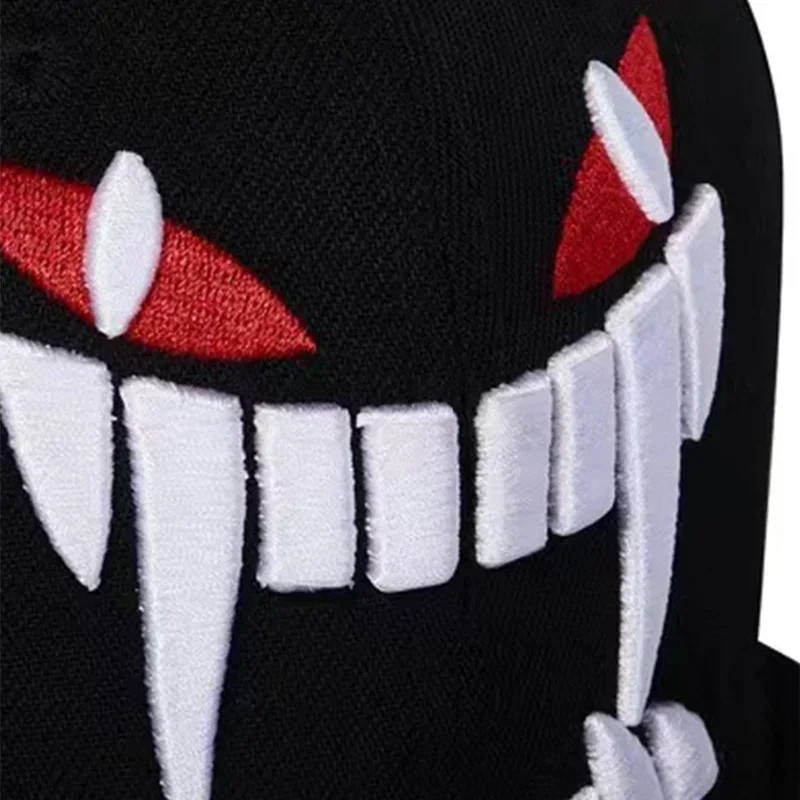 Unisexowe czapki bejsbolówki z haftem demona, w stylu hip-hop, regulowane, na wiosnę i jesień, codzienne czapki typu snapback, czapki sportowe chroniące przed słońcem na zewnątrz.