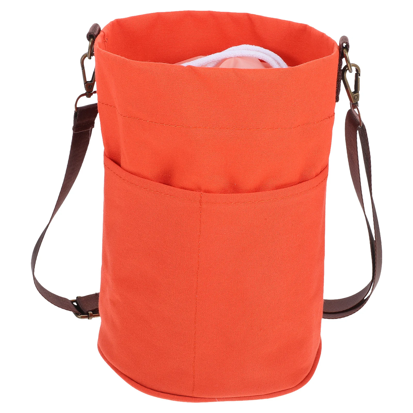 

Crochet Bag Canvas Crochet Storage Organizer Knitting Tool Bucket with Drawstring Hanging Loop for Yarn and Needles Craft